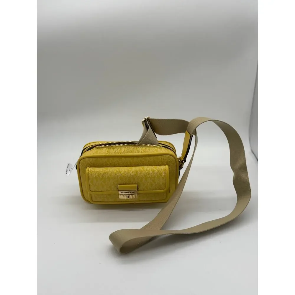 RETAIL PRICE $448 Michael Kors Mercer Medium Logo Yellow Accordion Crossbody*NWT - Picture 9 of 10